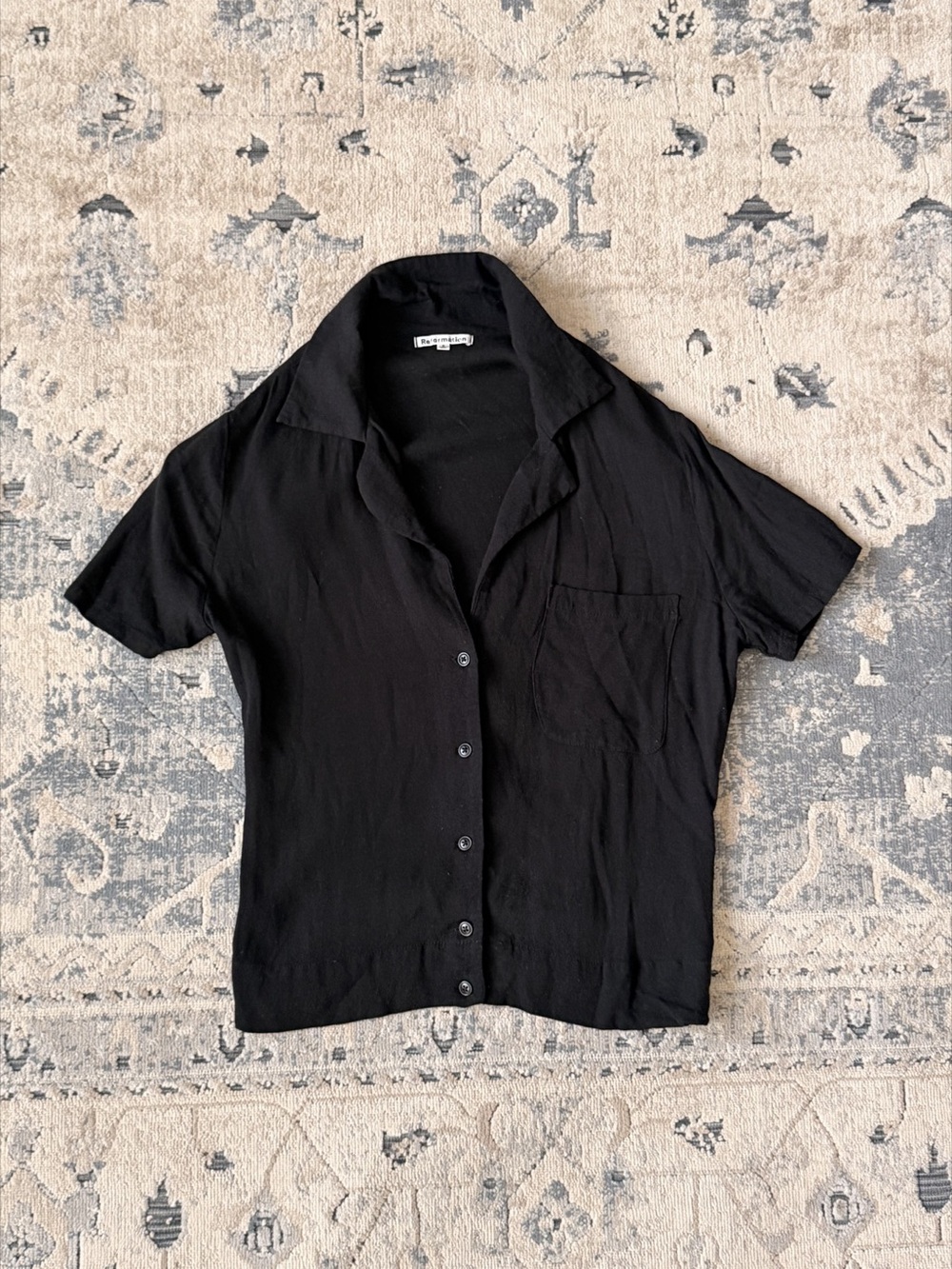 Reformation Black Button Down Shirt